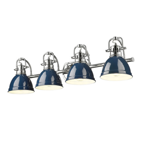 Yep by Golden Lighting Duncan 4-light Vanity in Chrome and Navy Blue shade (36|3602-BA4 CH-NVY)