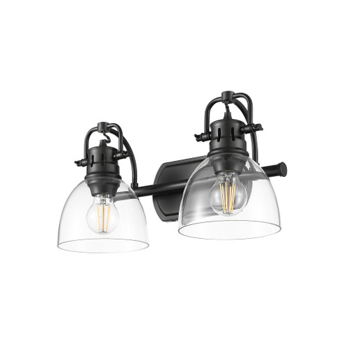 Yep by Golden Lighting Duncan 2-light Vanity in Matte Black and Clear Glass (36|3602-BA2 BLK-CLR)