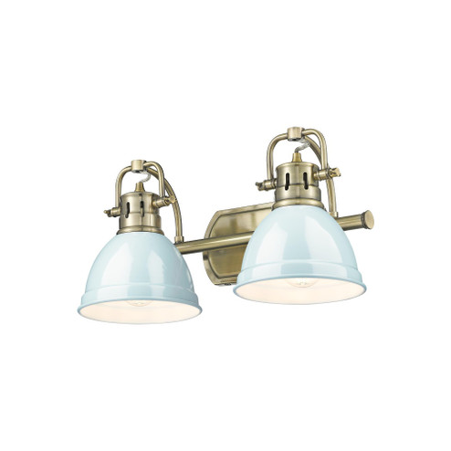 Yep by Golden Lighting Duncan 2-light Vanity in Aged Brass and Seafoam shade (36|3602-BA2 AB-SF)