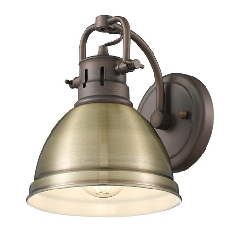 Yep by Golden Lighting Duncan 1-light Vanity in Rubbed Bronze and Aged Brass shade (36|3602-BA1 RBZ-AB)