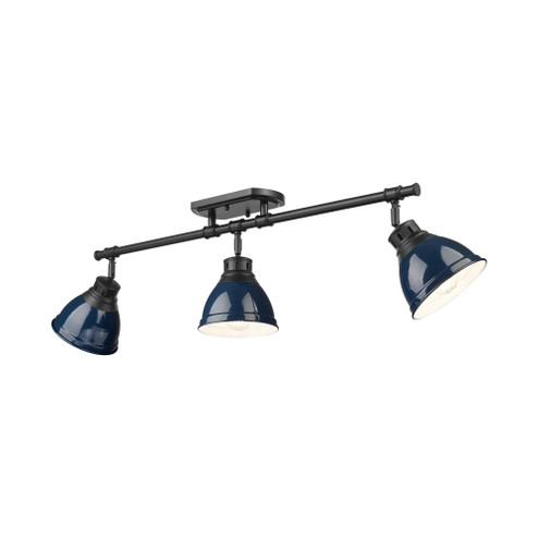 Yep by Golden Lighting Duncan 3-light Semi-Flush Mount in Matte Black and Navy Blue shade (36|3602-3SF BLK-NVY)
