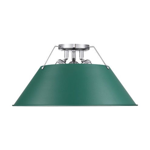 Yep by Golden Lighting Orwell 3-light Flush Mount in Chrome and Pine Green shade (36|3306-3FM CH-GN)