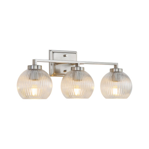 Yep by Golden Lighting Elliott 3-light Vanity in Pewter and Clear Ribbed Glass (36|3094-BA3 PW-RIB)
