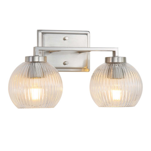 Yep by Golden Lighting Elliott 2-light Vanity in Pewter and Clear Ribbed Glass (36|3094-BA2 PW-RIB)