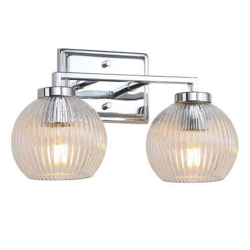 Yep by Golden Lighting Elliott 2-light Vanity in Chrome and Clear Ribbed Glass (36|3094-BA2 CH-RIB)