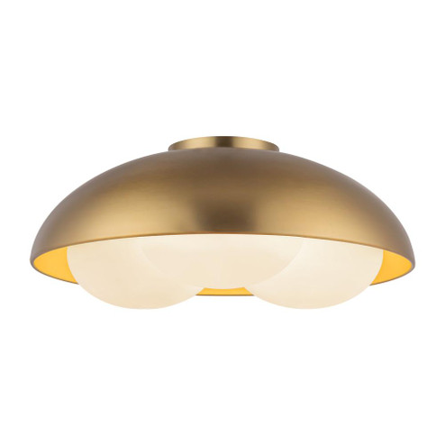 Robyn 16-in Brushed Gold/Opal Glass Socket Flush Mount (7713|FM495316BGOP)
