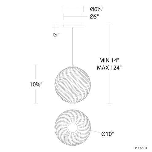 SWIRLY 11IN MINI PENDANT 4CCT 3500K (3612|PD-32511-35-SM/AB)