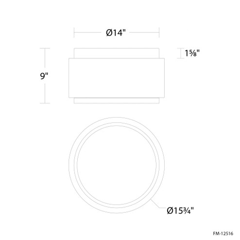 PRESTON 16IN FLUSH MOUNT 4CCT 2700K (3612|FM-12516-27-AB)