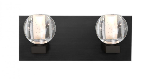 Besa, Boca Vanity, Clear Bubble, Black Finish, 2x3W LED (127|2WF-BOCABB-LED-BK)