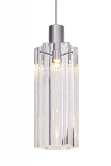 Besa Ice 7 Pendant, Clear Glass, Satin Nickel Finish, 1x3W LED (127|1XC-ICE7CL-LED-SN)
