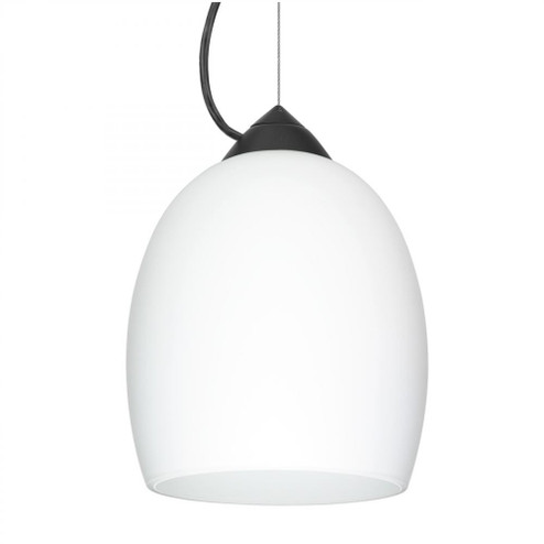 Besa Lucia LED Stem Pendant Opal Matte Black 1x9W LED (127|1KX-169707-LED-BK)