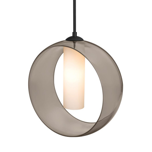 Besa, Plato Cord Pendant, Smoke/Opal, Black Finish, 1x5W LED (127|1JT-PLATOSM-LED-BK)