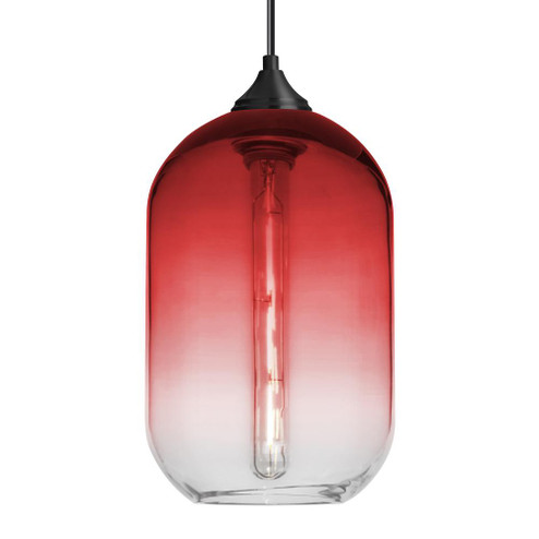 Besa, Omega 12 Cord Pendant, Red/Clear, Black Finish, 1x5W LED Filament (127|1JC-OMEGA12RD-EDIL-BK)