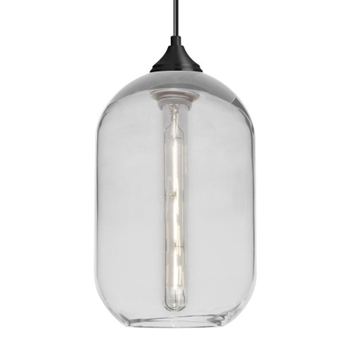 Besa, Omega 12 Cord Pendant, Clear, Black Finish, 1x5W LED Filament (127|1JC-OMEGA12CL-EDIL-BK)