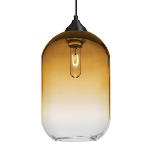 Besa, Omega 12 Cord Pendant, Amber/Clear, Black Finish, 1x60W Medium Base (127|1JC-OMEGA12AM-BK)