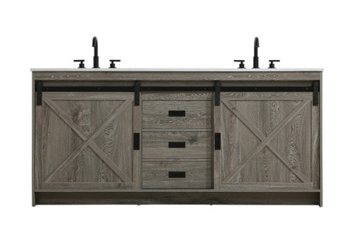 Austin 72 inch Double Bathroom Vanity in Rustic Grey (758|VF90572DRG)