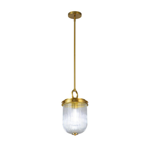Myla 1 Light Pendant, Vintage Brass with Ribbed Glass Glassware (12|AC12020BR)