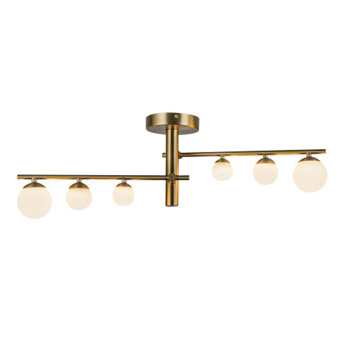 Cypress 2 Head Brushed Gold/Opal Glass LED Semi-Flush (461|SF55525-BG/OP-UNV)
