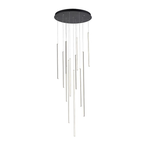 Chute 12 Head Black Dimmable LED Multi Pendant (461|MP14924-BK-UNV-010)