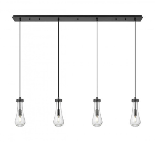 Owego - 4 Light - 49 inch - Brushed Matte Black - Linear Pendant (3442|124-451-1P-BK-G451-4SDY)