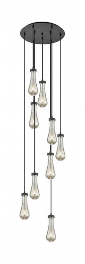 Owego - 9 Light - 19 inch - Brushed Matte Black - Multi Pendant (3442|119-451-1P-BK-G451-4ME)