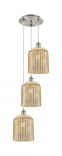 Bridal Veil - 3 Light - 12 inch - Brushed Satin Nickel - Cord Hung - Multi Pendant (3442|113B-3P-SN-G559-8ME)