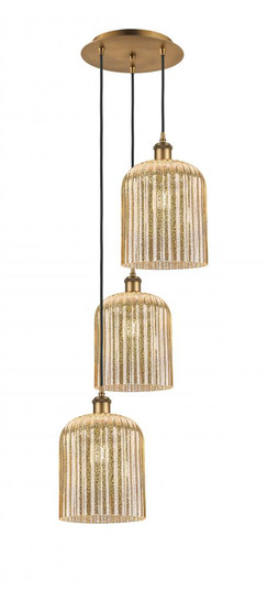 Bridal Veil - 3 Light - 12 inch - Brushed Brass - Cord Hung - Multi Pendant (3442|113B-3P-BB-G559-8ME)