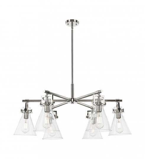 Newton Cone - 6 Light - 26 inch - Polished Nickel - Chandelier (3442|411-6CR-PN-G411-7CL)