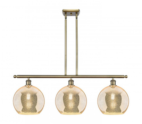 Athens - 3 Light - 37 inch - Antique Brass - Stem Hung - Island Light (3442|516-3I-AB-G128-10)