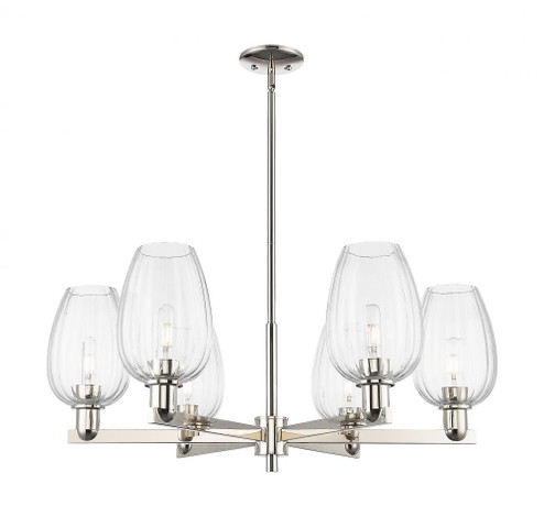 Preston Flute - 6 Light - 24 inch - Polished Nickel - Chandelier (3442|716-6CR-PN-G457-6CL)