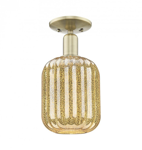 Preston Cylinder - 1 Light - 6 inch - Antique Brass - Semi-Flush Mount (3442|716-1C-AB-G460-7ME)