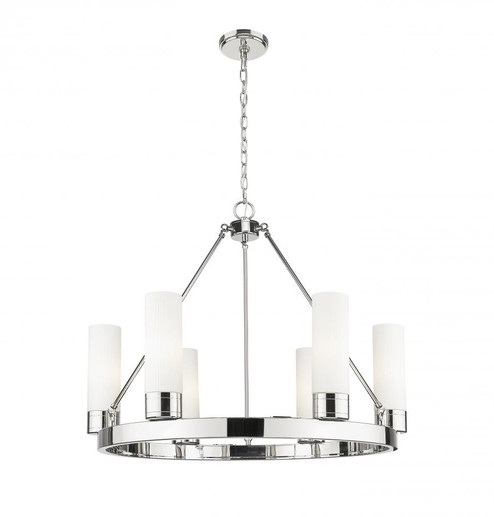 Boreas - 6 Light - 29 inch - Polished Nickel - Chandelier (3442|617-6CR-PN-G617-8SWH)