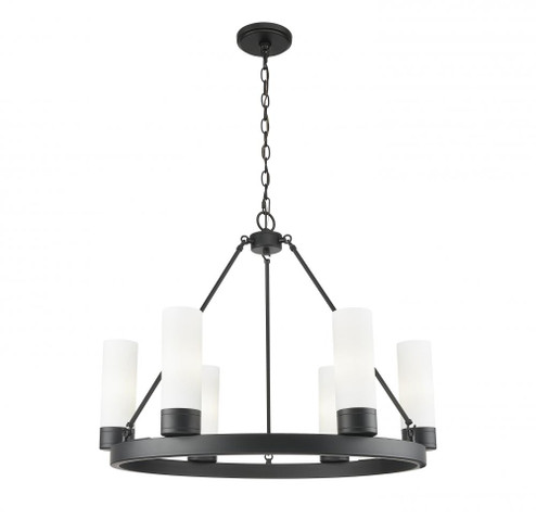 Boreas - 6 Light - 29 inch - Matte Black - Chandelier (3442|617-6CR-BK-G617-8WH)