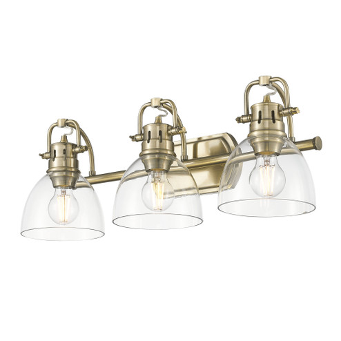 Yep by Golden Lighting Duncan 3-light Vanity in Aged Brass and Clear Glass (36|3602-BA3 AB-CLR)