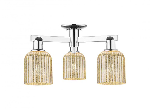 Bridal Veil - 3 Light - 6 inch - Polished Chrome - Semi-Flush Mount (3442|716-3F-PC-G559-5ME)