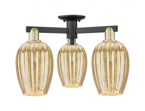 Preston Flute - 3 Light - 6 inch - Black Antique Brass - Semi-Flush Mount (3442|716-3F-BAB-G457-6ME)