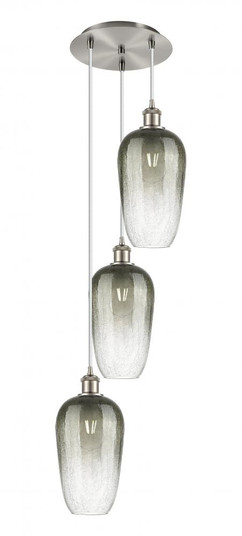 Brookhaven Flute - 3 Light - 14 inch - Brushed Satin Nickel - Cord Hung - Multi Pendant (3442|113B-3P-SN-G484-7SL)
