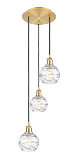 Athens Deco Swirl - 3 Light - 12 inch - Satin Gold - Cord Hung - Multi Pendant (3442|113B-3P-SG-G1213-6CL)