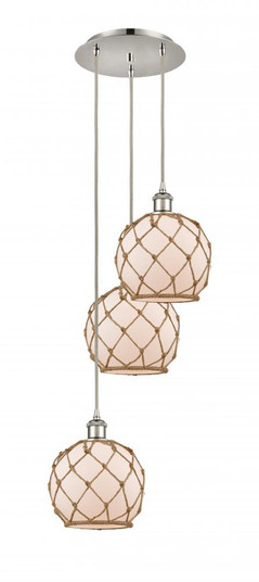 Farmhouse Rope - 3 Light - 15 inch - Polished Nickel - Cord Hung - Multi Pendant (3442|113B-3P-PN-G121-8RB)