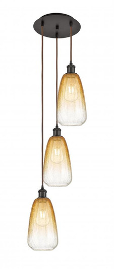 Brookhaven Almond - 3 Light - 13 inch - Oil Rubbed Bronze - Cord Hung - Multi Pendant (3442|113B-3P-OB-G480-6AM)