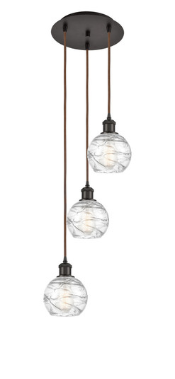 Athens Deco Swirl - 3 Light - 12 inch - Oil Rubbed Bronze - Cord Hung - Multi Pendant (3442|113B-3P-OB-G1213-6CL)