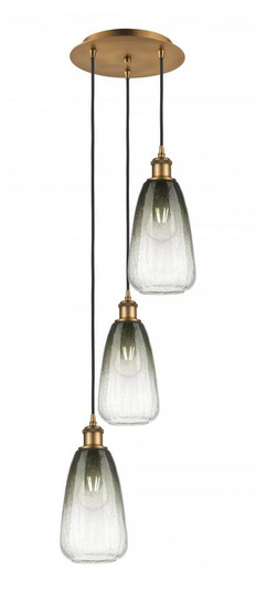 Brookhaven Almond - 3 Light - 13 inch - Brushed Brass - Cord Hung - Multi Pendant (3442|113B-3P-BB-G480-6SL)