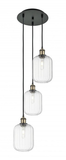 Preston Cylinder - 3 Light - 13 inch - Black Antique Brass - Cord Hung - Multi Pendant (3442|113B-3P-BAB-G460-7CL)
