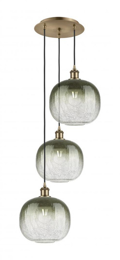 Brookhaven Sphere - 3 Light - 17 inch - Antique Brass - Cord Hung - Multi Pendant (3442|113B-3P-AB-G481-10SL)