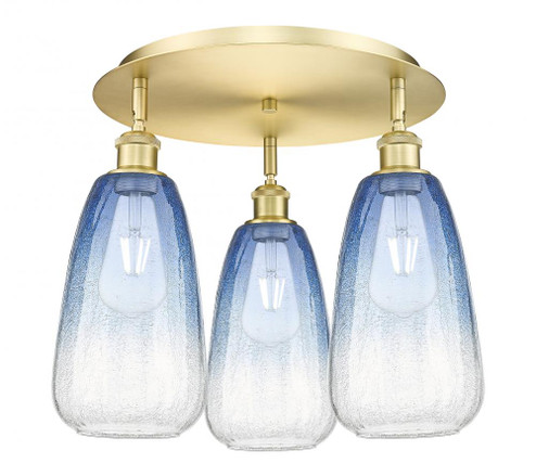 Brookhaven Almond - 3 Light - 18 inch - Satin Gold - Semi-Flush Mount (3442|516-3C-SG-G480-6SB)