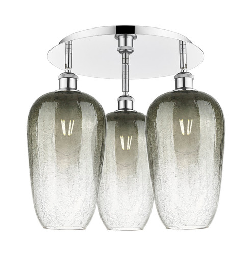 Brookhaven Flute - 3 Light - 19 inch - Polished Chrome - Semi-Flush Mount (3442|516-3C-PC-G484-7SL)