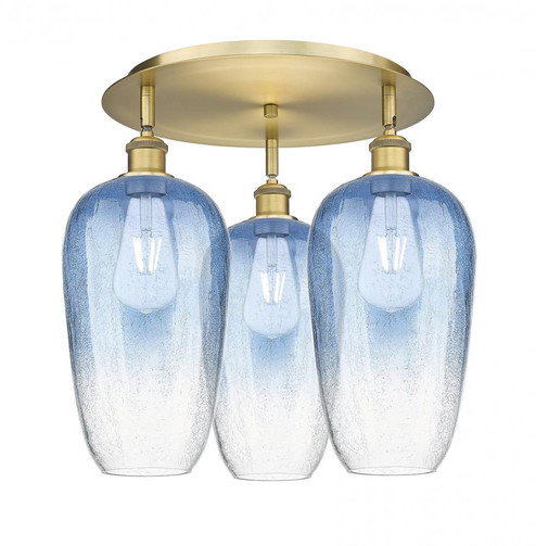 Brookhaven Flute - 3 Light - 19 inch - Brushed Brass - Semi-Flush Mount (3442|516-3C-BB-G484-7SB)