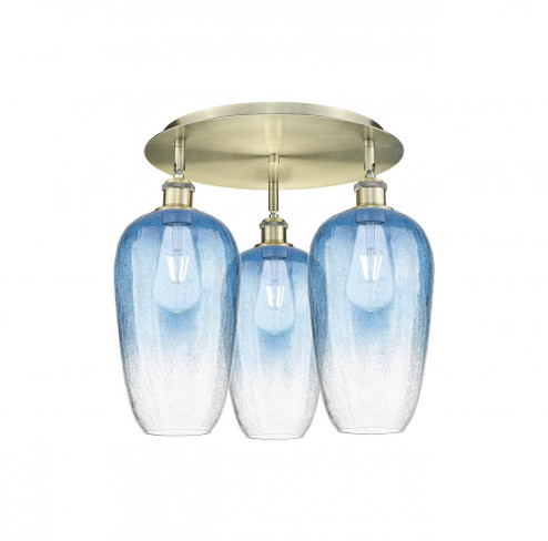 Brookhaven Flute - 3 Light - 19 inch - Antique Brass - Semi-Flush Mount (3442|516-3C-AB-G484-7SB)