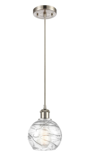 Athens Deco Swirl - 1 Light - 6 inch - Brushed Satin Nickel - Cord hung - Mini Pendant (3442|516-1P-SN-G1213-6CL)