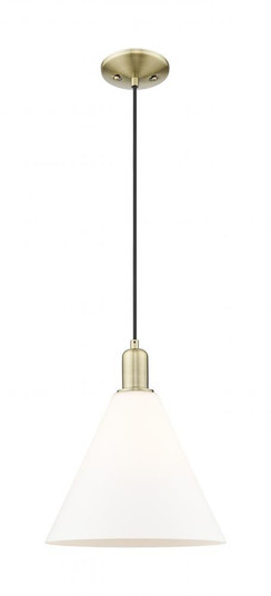 Berkshire Glass - 1 Light - 12 inch - Antique Brass - Cord hung - Mini Pendant (3442|716-1P-AB-GBC-121)